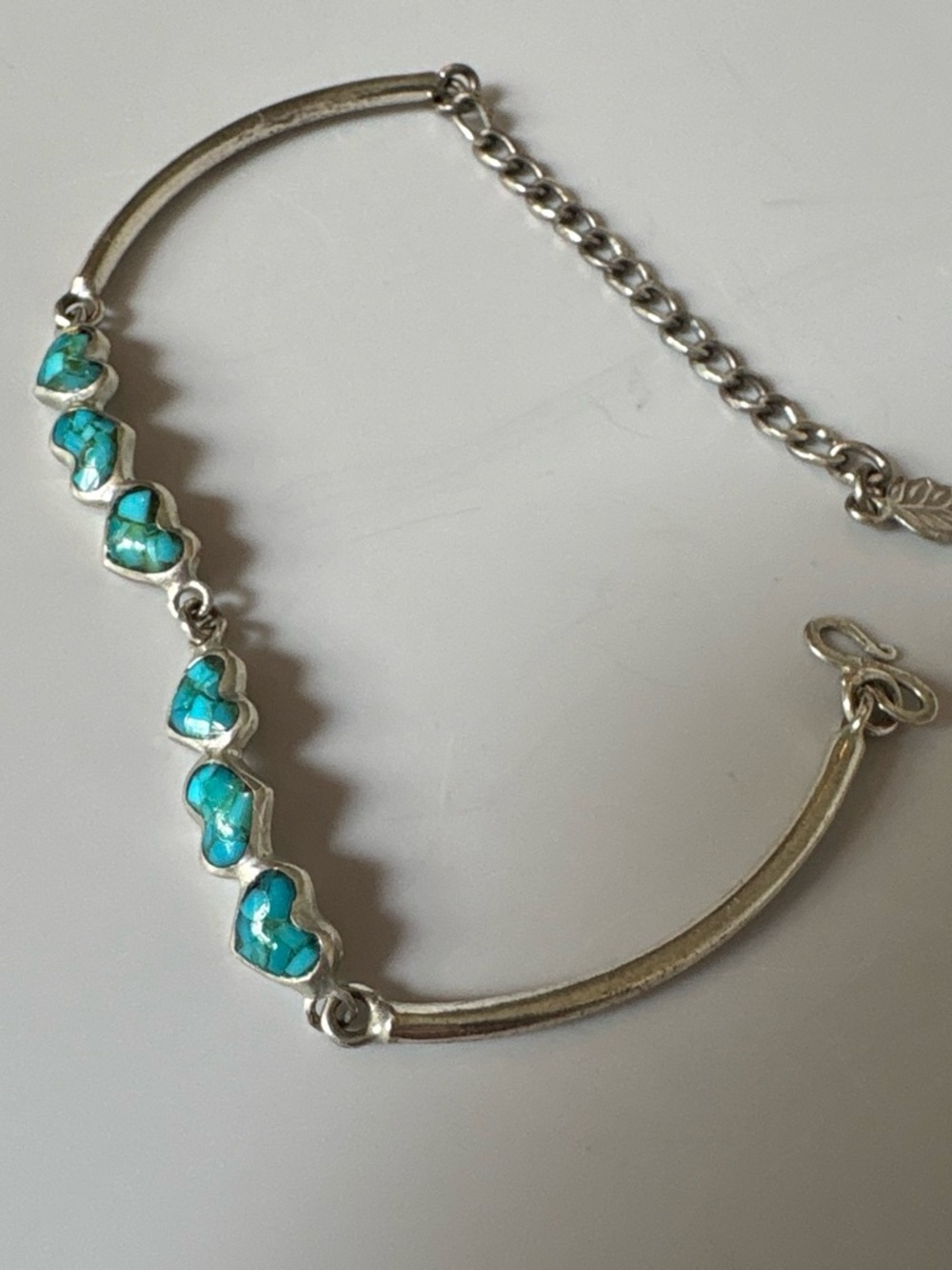 Turquoise Heart Inlay Silver Bracelet - Women Jewelry